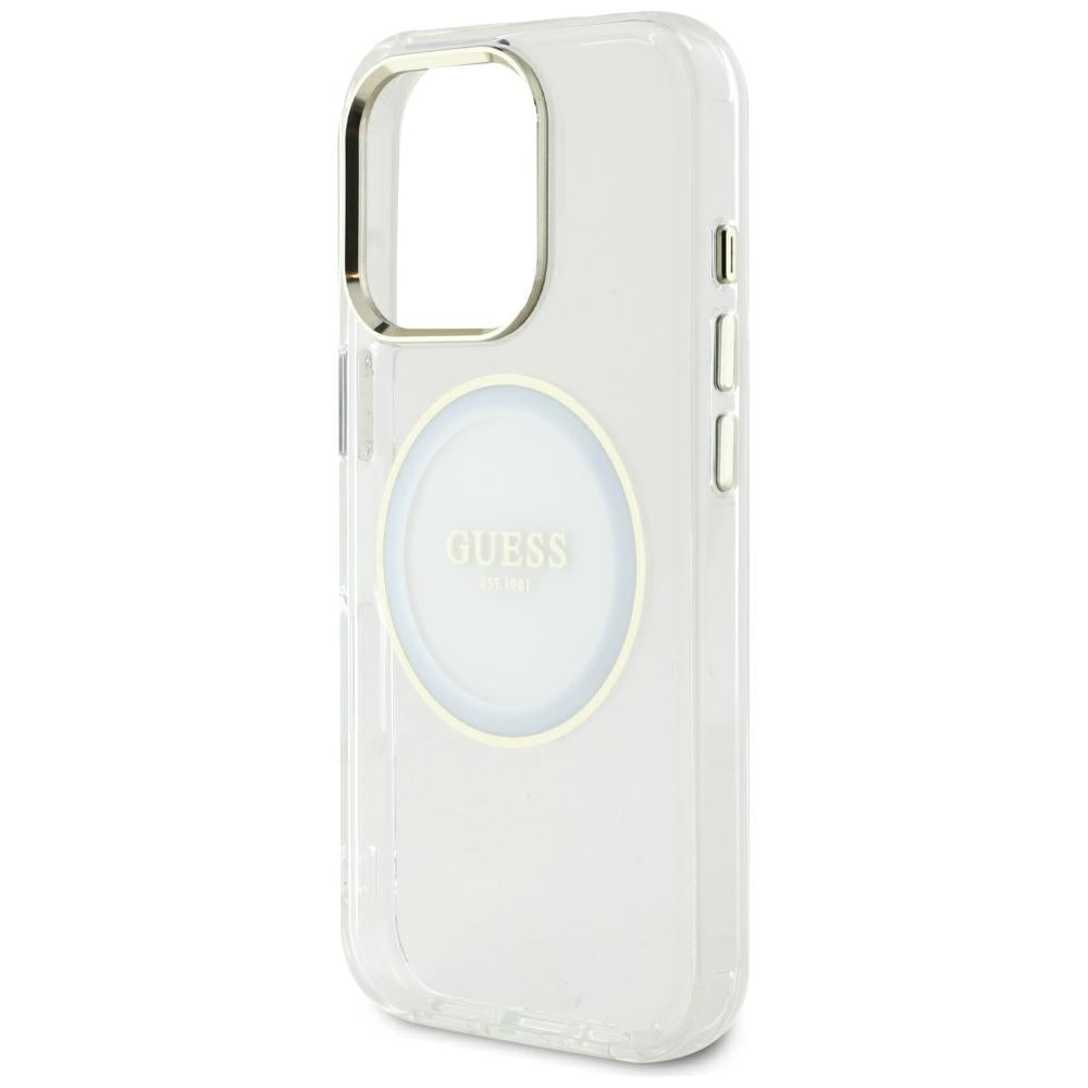 Capa MagSafe para Apple iPhone 16 Pro Max, Guess, IML Metal Colored Circle, Branca