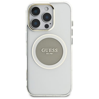 Capa MagSafe para Apple iPhone 16 Pro Max, Guess, IML Metal Colored Circle, Cinzento