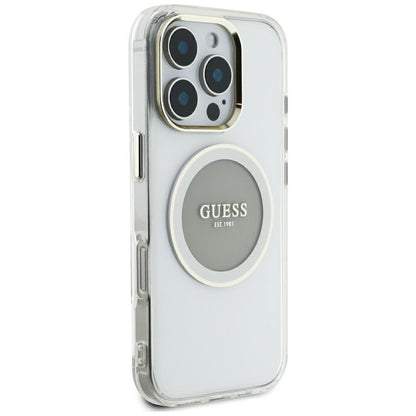 Capa MagSafe para Apple iPhone 16 Pro Max, Guess, IML Metal Colored Circle, Cinzento