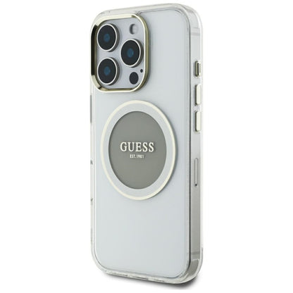 Capa MagSafe para Apple iPhone 16 Pro Max, Guess, IML Metal Colored Circle, Cinzento