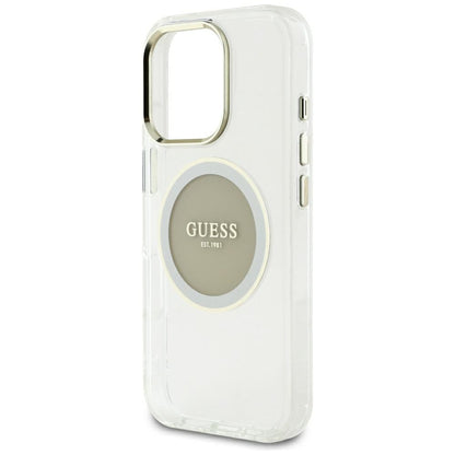 Capa MagSafe para Apple iPhone 16 Pro Max, Guess, IML Metal Colored Circle, Cinzento