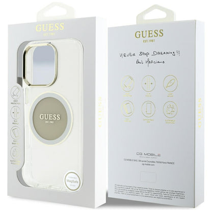 Capa MagSafe para Apple iPhone 16 Pro Max, Guess, IML Metal Colored Circle, Cinzento