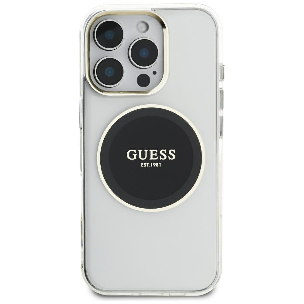 Capa MagSafe para Apple iPhone 16 Pro Max, Guess, IML Metal Colored Circle, Preta