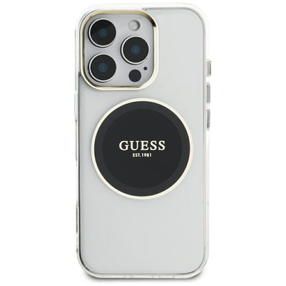Capa MagSafe para Apple iPhone 16 Pro Max, Guess, IML Metal Colored Circle, Preta