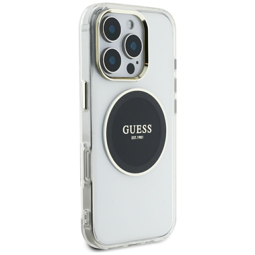 Capa MagSafe para Apple iPhone 16 Pro Max, Guess, IML Metal Colored Circle, Preta