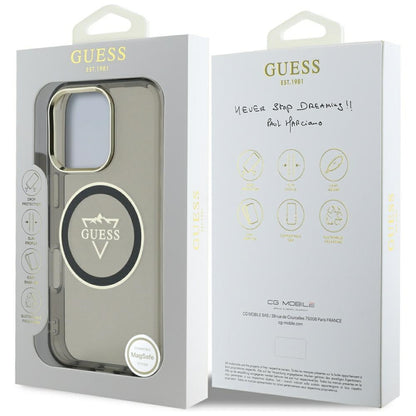 Capa MagSafe para Apple iPhone 16 Pro Max, Guess, IML Metal Mountain Logo, Preta