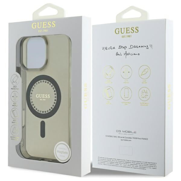Capa MagSafe para Apple iPhone 16 Pro Max, Guess, IML Rhinestone, Preta