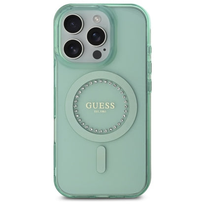 Capa MagSafe para Apple iPhone 16 Pro Max, Guess, IML Rhinestone, Verde