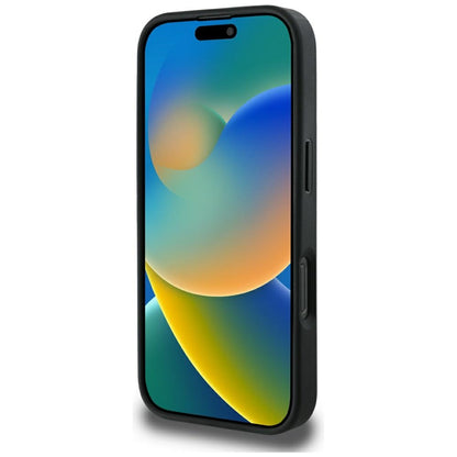 Capa MagSafe para Apple iPhone 16 Pro Max, Guess, Peony Grained Hot Stamp Triangle, Preta