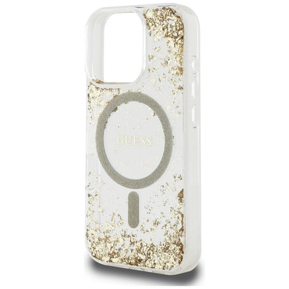 Capa MagSafe para Apple iPhone 16 Pro Max, Guess, Resin Bottom Glitter, Dourada
