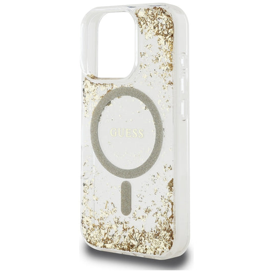 Capa MagSafe para Apple iPhone 16 Pro Max, Guess, Resin Bottom Glitter, Dourada