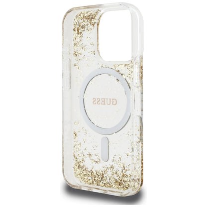 Capa MagSafe para Apple iPhone 16 Pro Max, Guess, Resin Bottom Glitter, Dourada