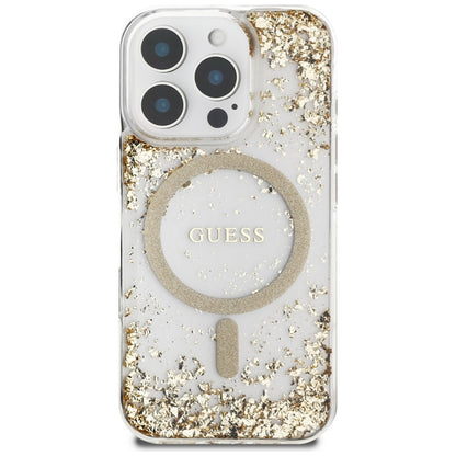 Capa MagSafe para Apple iPhone 16 Pro Max, Guess, Resin Bottom Glitter, Dourada