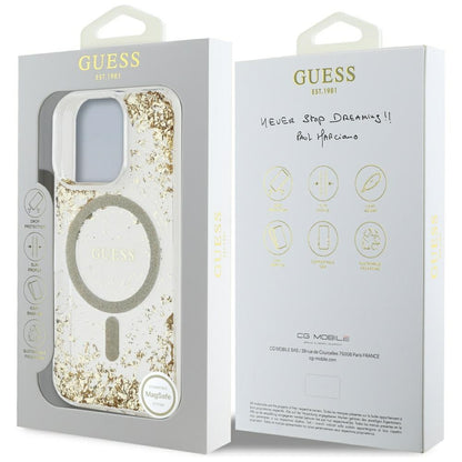 Capa MagSafe para Apple iPhone 16 Pro Max, Guess, Resin Bottom Glitter, Dourada