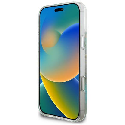 Capa MagSafe para Apple iPhone 16 Pro Max, Guess, Resin Flowers and Glitter, Turquesa