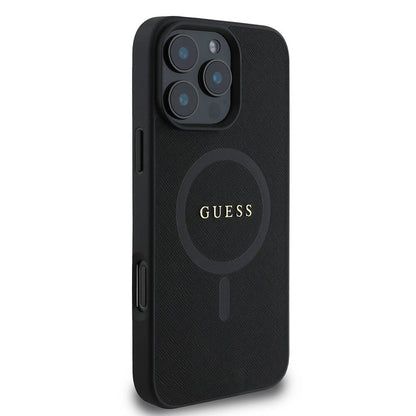 Capa MagSafe para Apple iPhone 16 Pro Max, Guess, Saffiano Classic Logo, Preta
