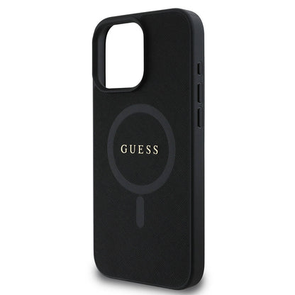 Capa MagSafe para Apple iPhone 16 Pro Max, Guess, Saffiano Classic Logo, Preta