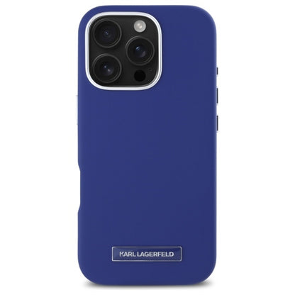 Capa MagSafe para Apple iPhone 16 Pro Max, Karl Lagerfeld, FW Metal Plate, Azul