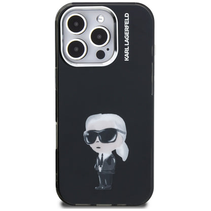 Capa MagSafe para Apple iPhone 16 Pro Max, Karl Lagerfeld, IML Aquarelle Logo Karl, Preta