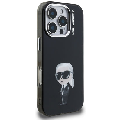 Capa MagSafe para Apple iPhone 16 Pro Max, Karl Lagerfeld, IML Aquarelle Logo Karl, Preta