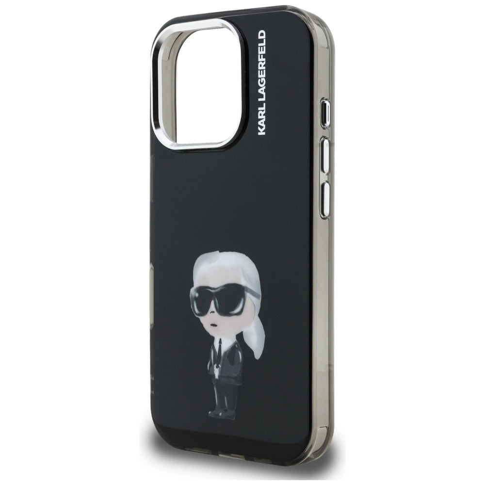 Capa MagSafe para Apple iPhone 16 Pro Max, Karl Lagerfeld, IML Aquarelle Logo Karl, Preta