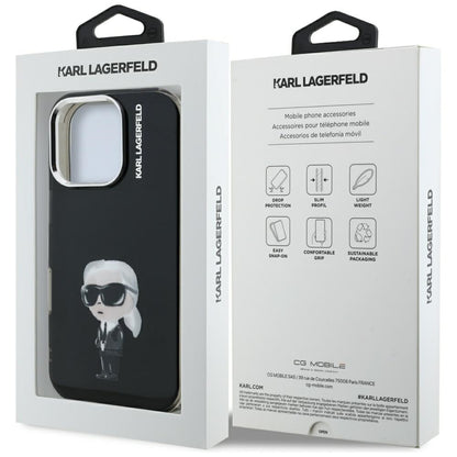 Capa MagSafe para Apple iPhone 16 Pro Max, Karl Lagerfeld, IML Aquarelle Logo Karl, Preta
