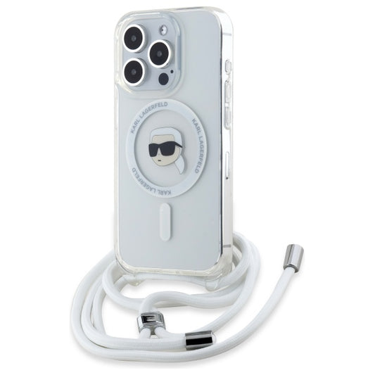 Capa MagSafe para Apple iPhone 16 Pro Max, Karl Lagerfeld, IML Crossbody Karl's Head, Transparente