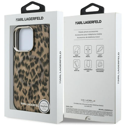 Capa MagSafe para Apple iPhone 16 Pro Max, Karl Lagerfeld, Padrão Leopardo IML, Marrom