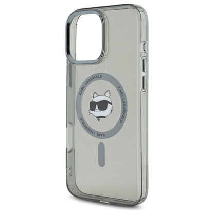 Capa MagSafe para Apple iPhone 16 Pro Max, Karl Lagerfeld, IML Metal Choupette's Head, Preta.