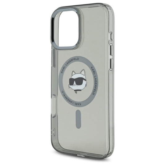 Capa MagSafe para Apple iPhone 16 Pro Max, Karl Lagerfeld, IML Metal Choupette's Head, Preta.