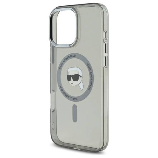 Capa MagSafe para Apple iPhone 16 Pro Max, Karl Lagerfeld, IML Metal Karl's Head, Preta