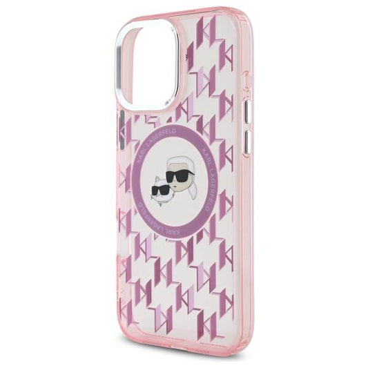 Capa MagSafe para Apple iPhone 16 Pro Max, Karl Lagerfeld, IML Monograma Karl & Choupette's Heads, Rosa