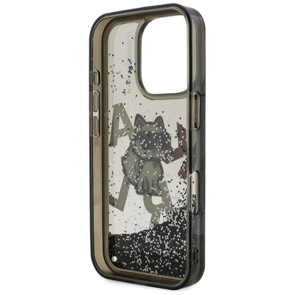 Capa MagSafe para Apple iPhone 16 Pro Max, Karl Lagerfeld, Liquid Glitter Choupette Logo, Preta