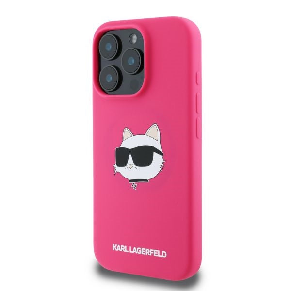 Capa MagSafe para Apple iPhone 16 Pro Max, Karl Lagerfeld, Silicone Choupette's Head, Fúcsia