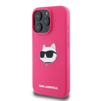 Capa MagSafe para Apple iPhone 16 Pro Max, Karl Lagerfeld, Silicone Choupette's Head, Fúcsia