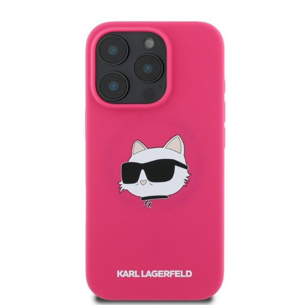 Capa MagSafe para Apple iPhone 16 Pro Max, Karl Lagerfeld, Silicone Choupette's Head, Fúcsia