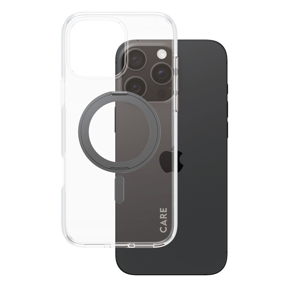 Capa MagSafe para Apple iPhone 16 Pro Max, PanzerGlass, com Suporte Kickstand, Transparente Preta