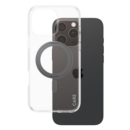 Capa MagSafe para Apple iPhone 16 Pro Max, PanzerGlass, com Suporte Kickstand, Transparente Preta