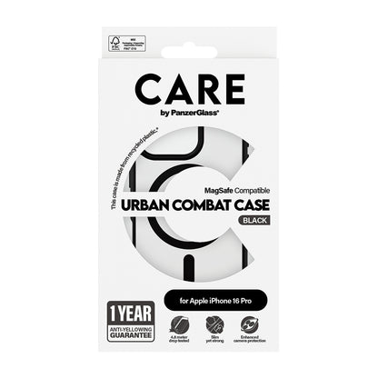 Capa MagSafe para Apple iPhone 16 Pro Max, PanzerGlass, Care Urban Combat, Preta Transparente