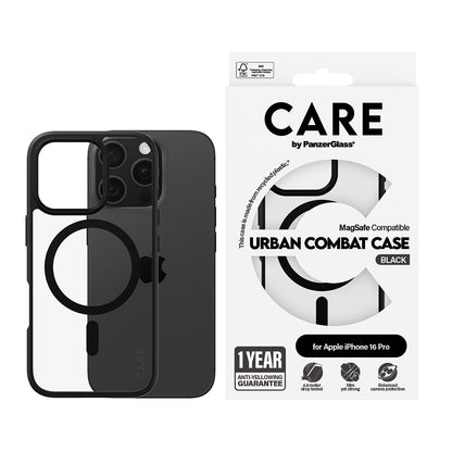 Capa MagSafe para Apple iPhone 16 Pro Max, PanzerGlass, Care Urban Combat, Preta Transparente