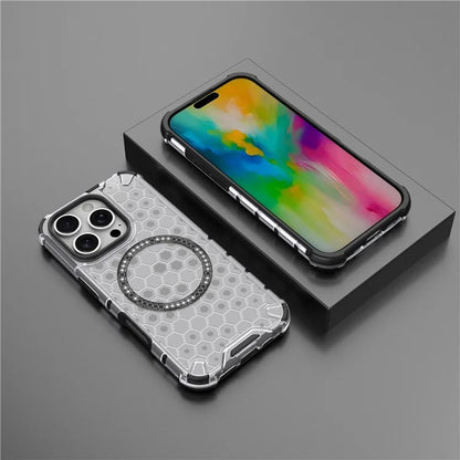 Capa MagSafe para Apple iPhone 16 Pro Max, Techsuit, HoneyComb Shield, Branca