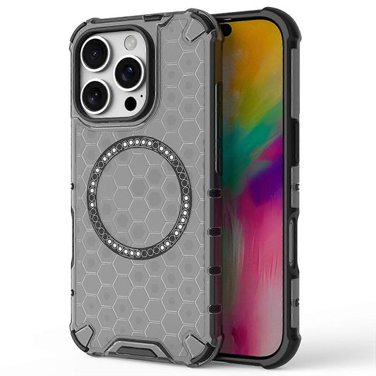 Capa MagSafe para Apple iPhone 16 Pro Max, Techsuit, HoneyComb Shield, Preta