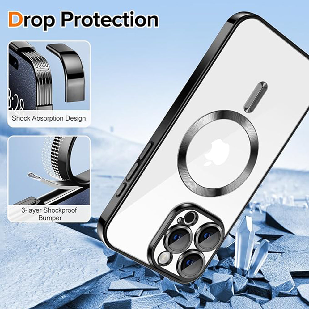 Capa MagSafe para Apple iPhone 16 Pro Max, Techsuit, Luxury Crystal, Preta
