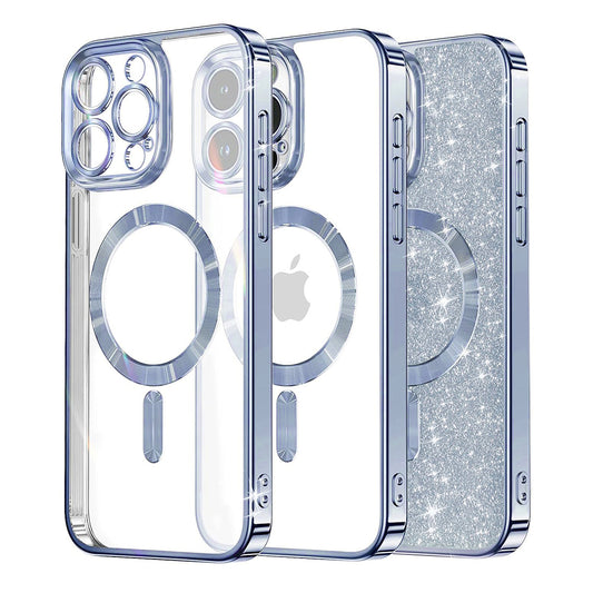 Capa MagSafe para Apple iPhone 16 Pro Max, Techsuit, Luxury Glitter, Azul