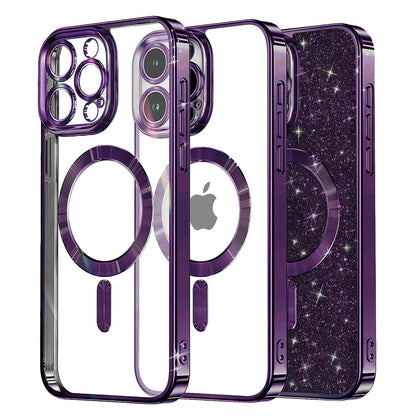 Capa MagSafe para Apple iPhone 16 Pro Max, Techsuit, Luxury Glitter, Roxo Escuro