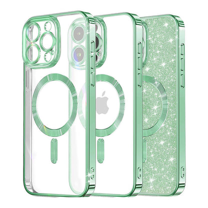Capa MagSafe para Apple iPhone 16 Pro Max, Techsuit, Luxury Glitter, Verde Claro