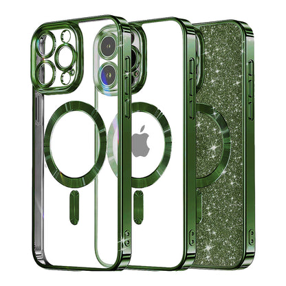 Capa MagSafe para Apple iPhone 16 Pro Max, Techsuit, Luxury Glitter, Verde Escuro