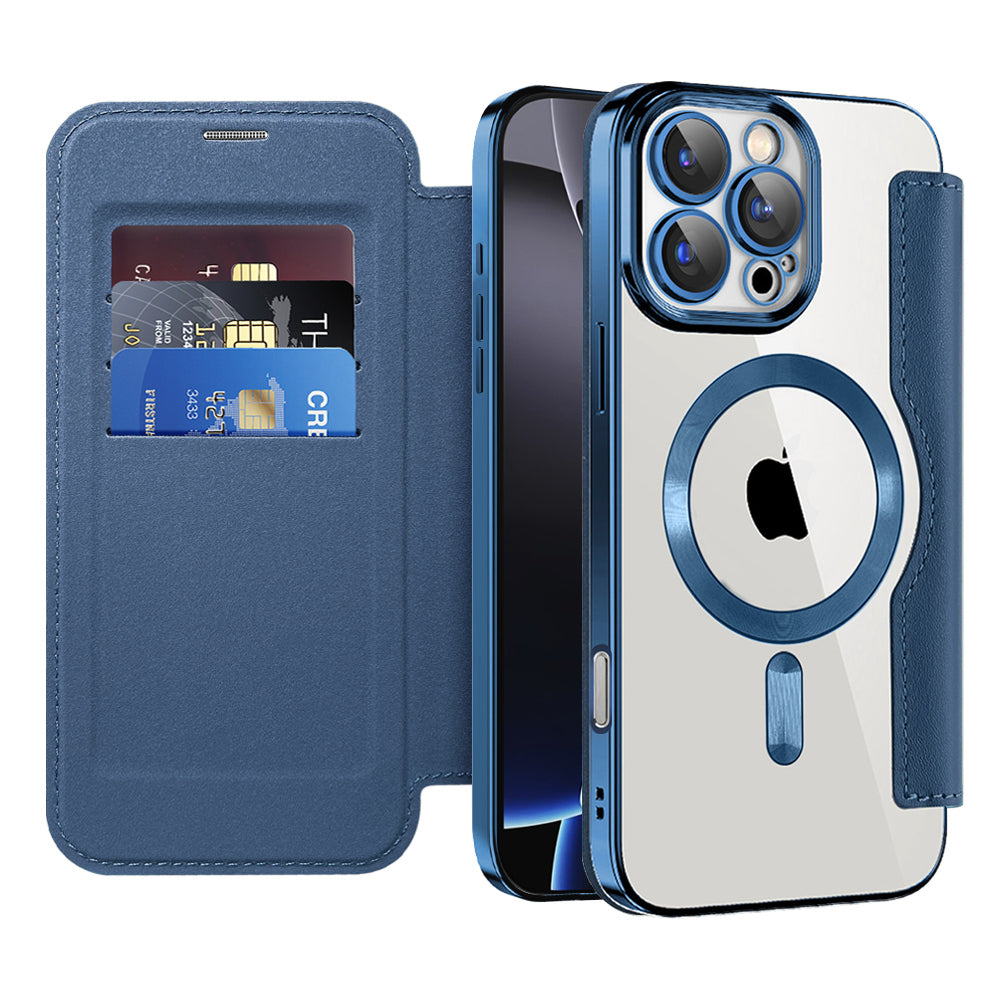 Capa MagSafe para Apple iPhone 16 Pro Max, Techsuit, SmartMag Book, Azul