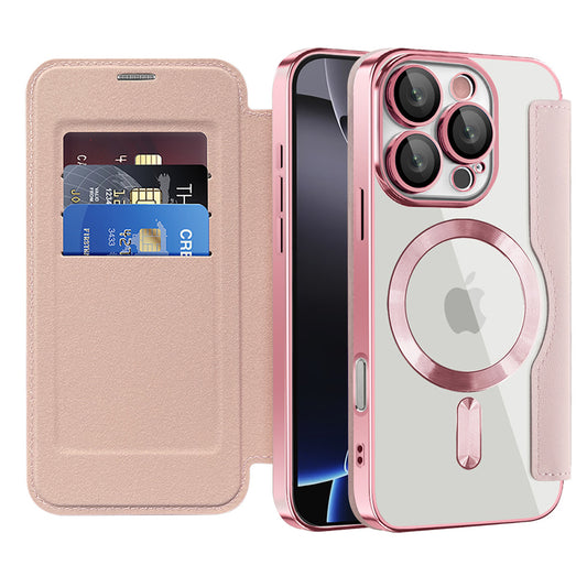 Capa MagSafe para Apple iPhone 16 Pro Max, Techsuit, SmartMag Book, Rosa
