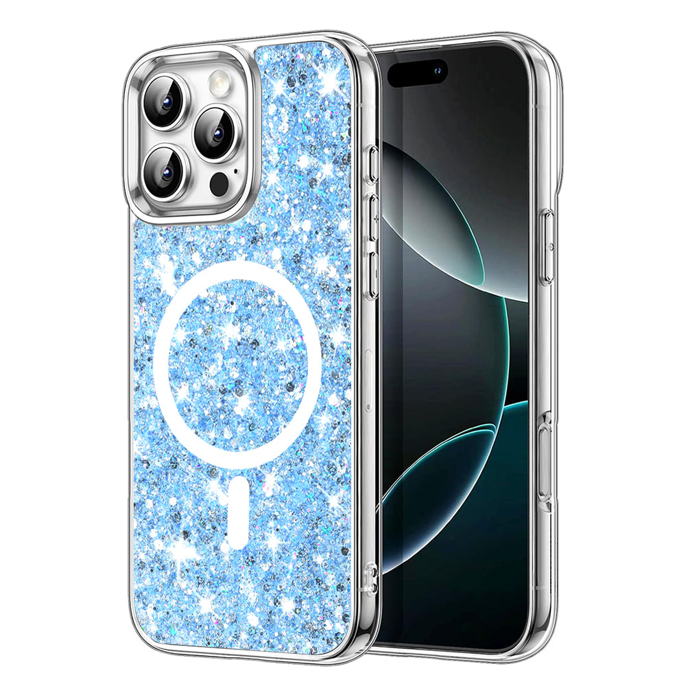 Capa MagSafe para Apple iPhone 16 Pro Max, Techsuit, Glitter Brilhante, Azul